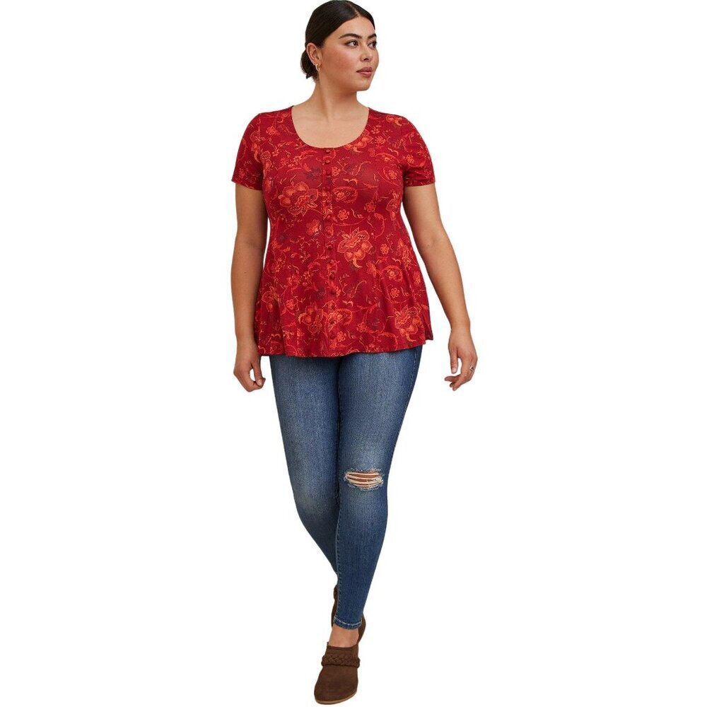 New Torrid Super Soft Button-Front Seamed Top Women's Size M/L Red Paisley NWT - Picture 11 of 11